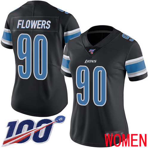 Detroit Lions Limited Black Women Trey Flowers Jersey NFL Football 90 100th Season Rush Vapor Untouchable